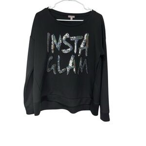 Juicy Couture Black Sequin "InstaGlam" Scuba Knit Sweatshirt, XL